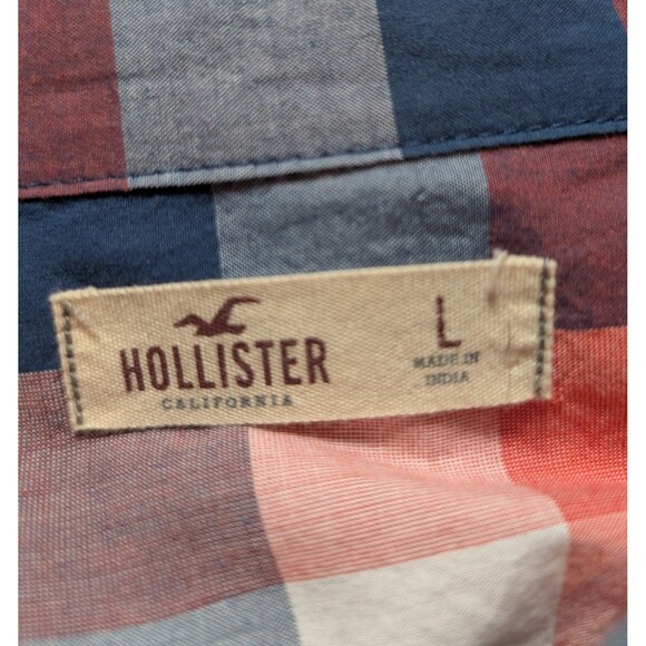 Hollister Size L Shirt Button Down Checked Long Sleeve Cotton California Preppy - Picture 6 of 9